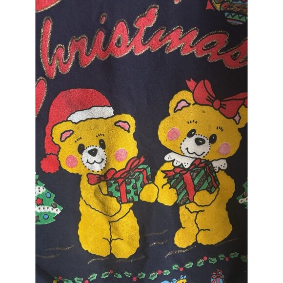 Vintage 1990s "Beary Christmas" Sweatshirt Teddy Bear Crewneck Large Holidays - Picture 2 of 11